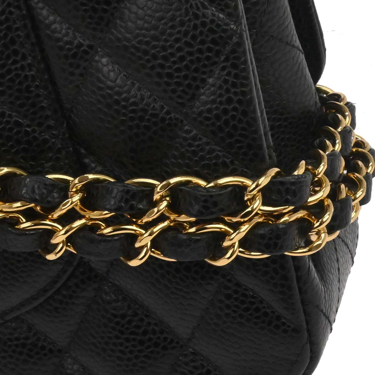 Chanel Black Caivar Medium Classic Double Flap Shoulder Bag