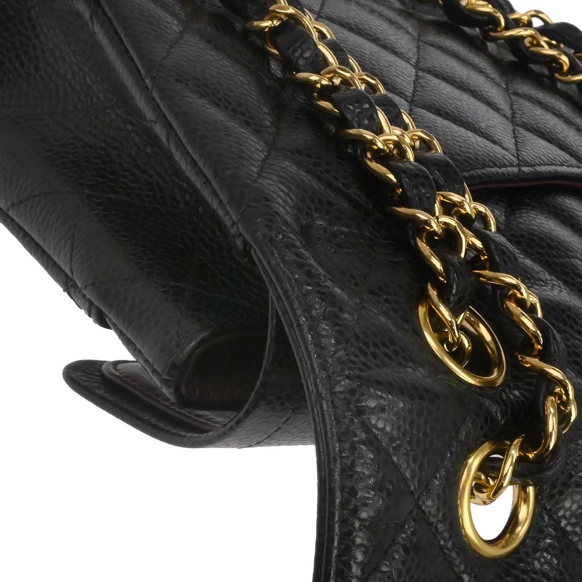 Chanel Black Caivar Medium Classic Double Flap Shoulder Bag