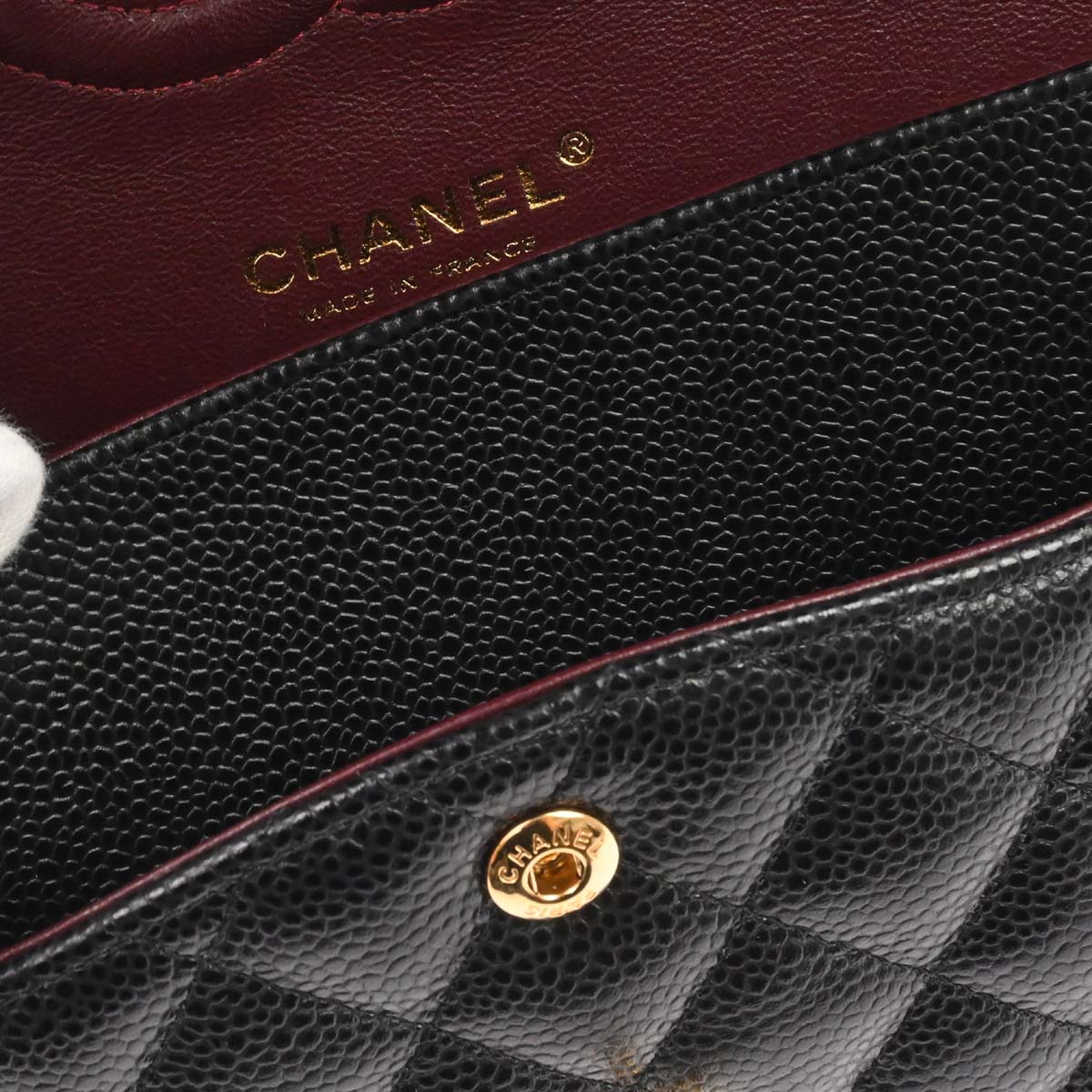 Chanel Black Caivar Medium Classic Double Flap Shoulder Bag