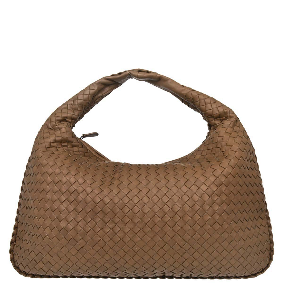 Bottega Veneta Brown Lambskin Intrecciato Hobo Handbag