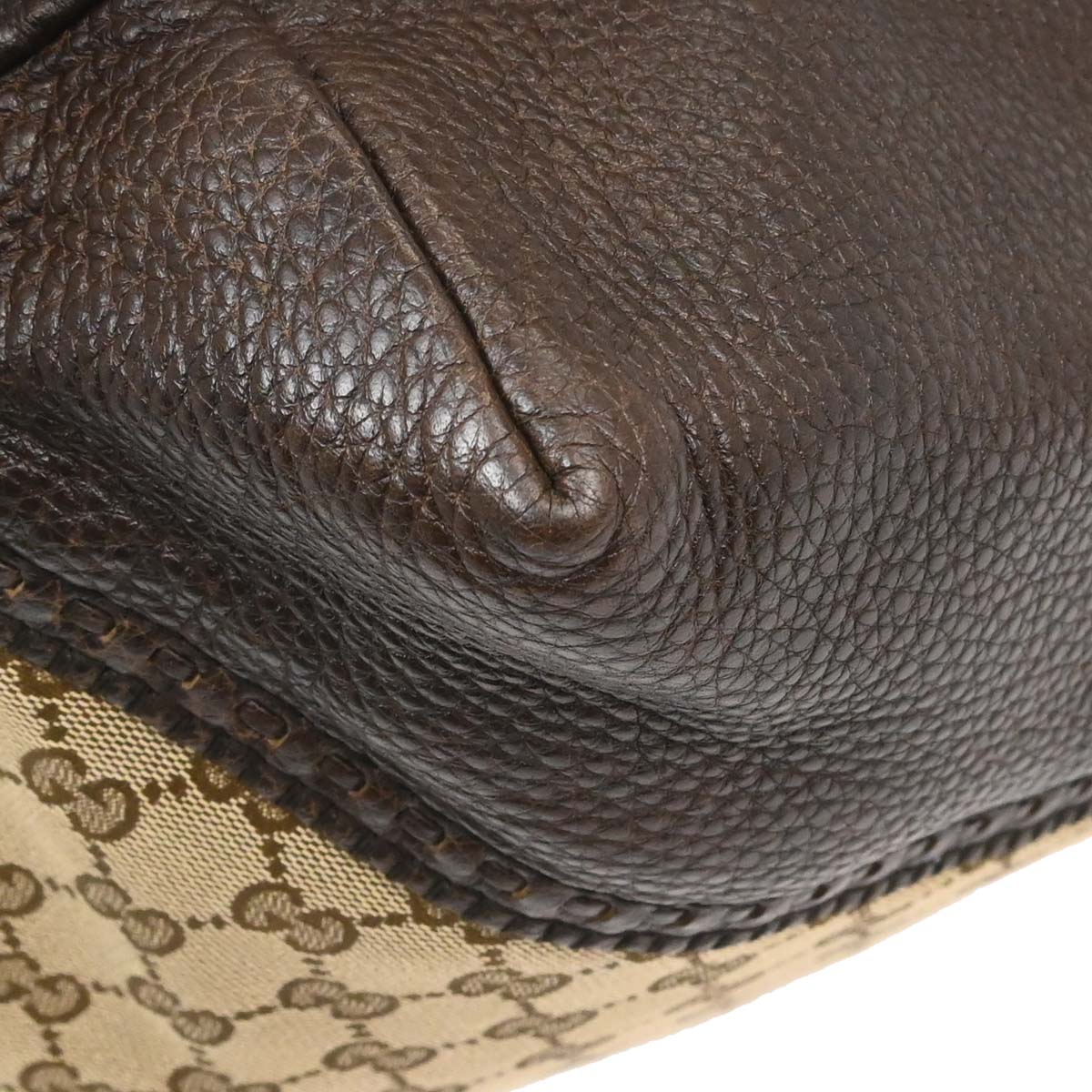 Gucci Beige Canvas Bamboo GG Tote Handbag