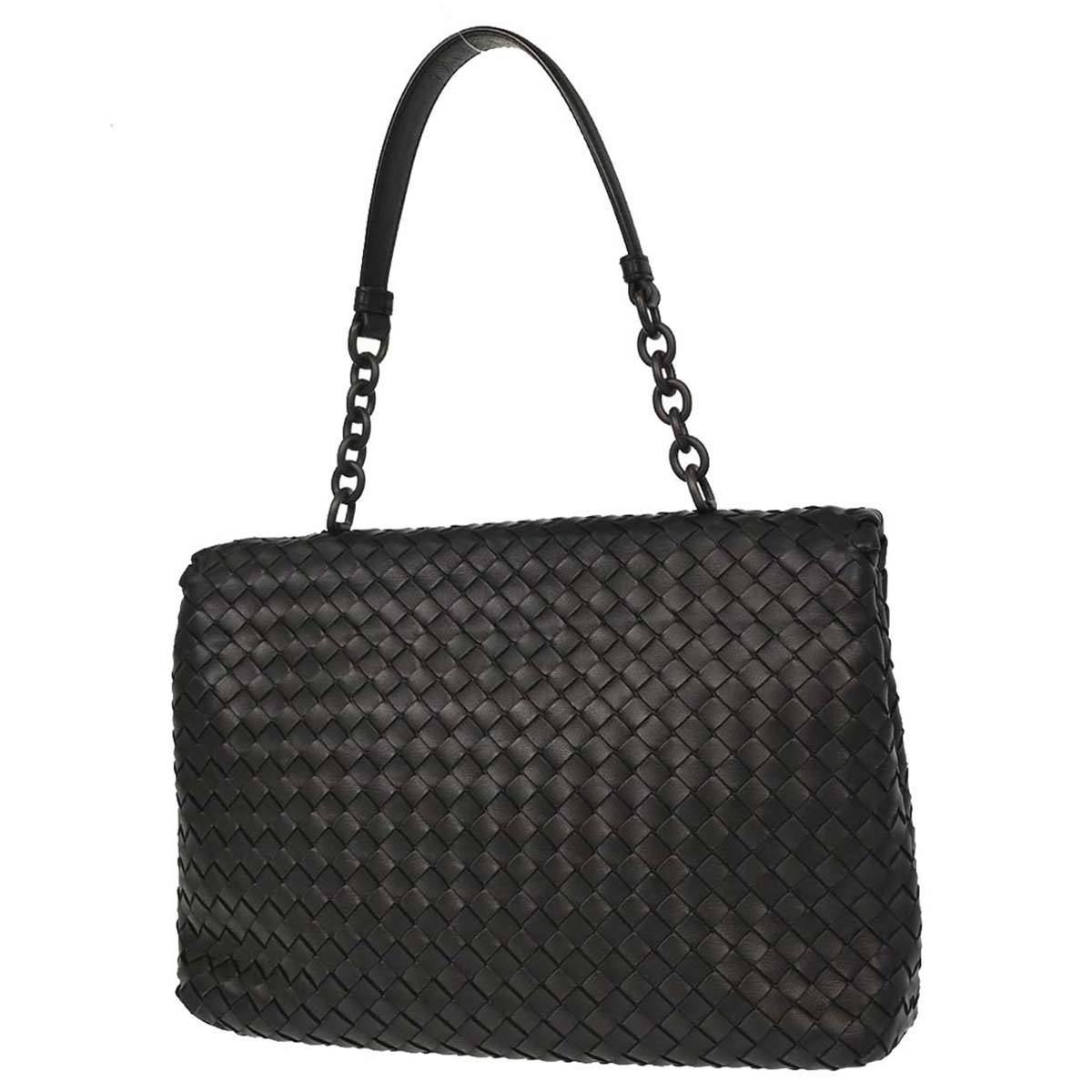 Bottega Veneta Black Lambskin Intrecciato Handbag