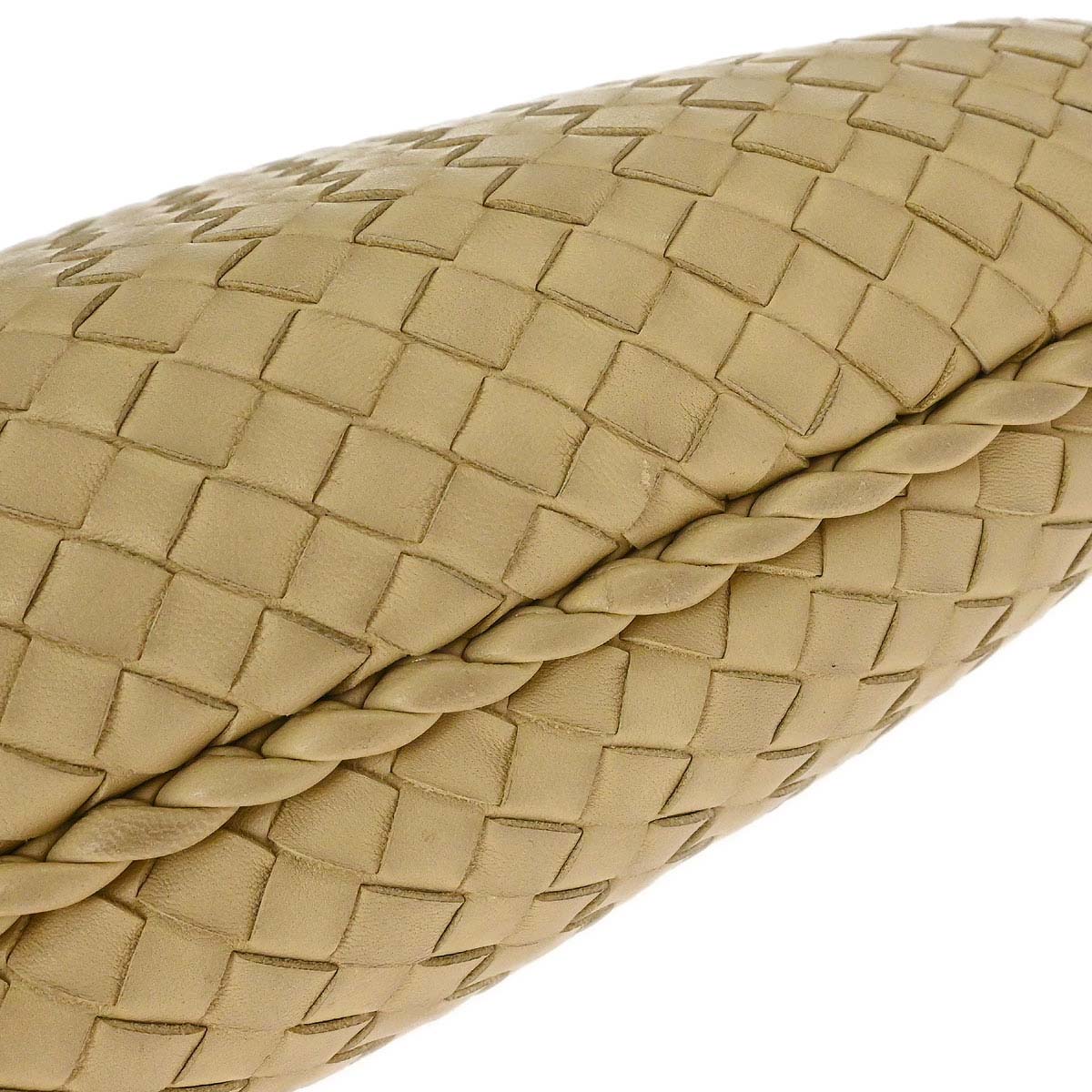 Bottega Veneta Beige Lambskin Intrecciato Hobo Handbag