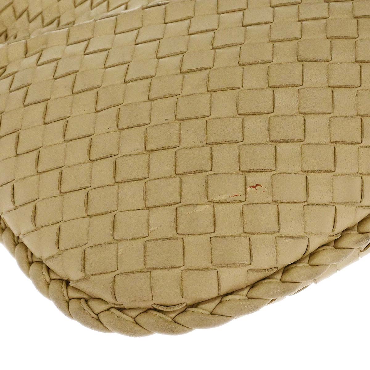Bottega Veneta Beige Lambskin Intrecciato Hobo Handbag