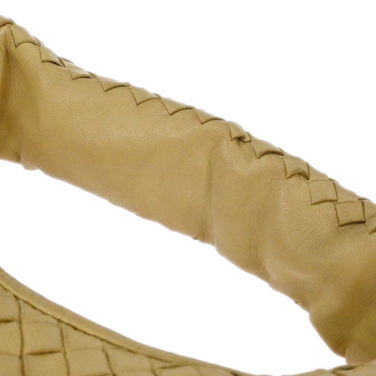 Bottega Veneta Beige Lambskin Intrecciato Hobo Handbag