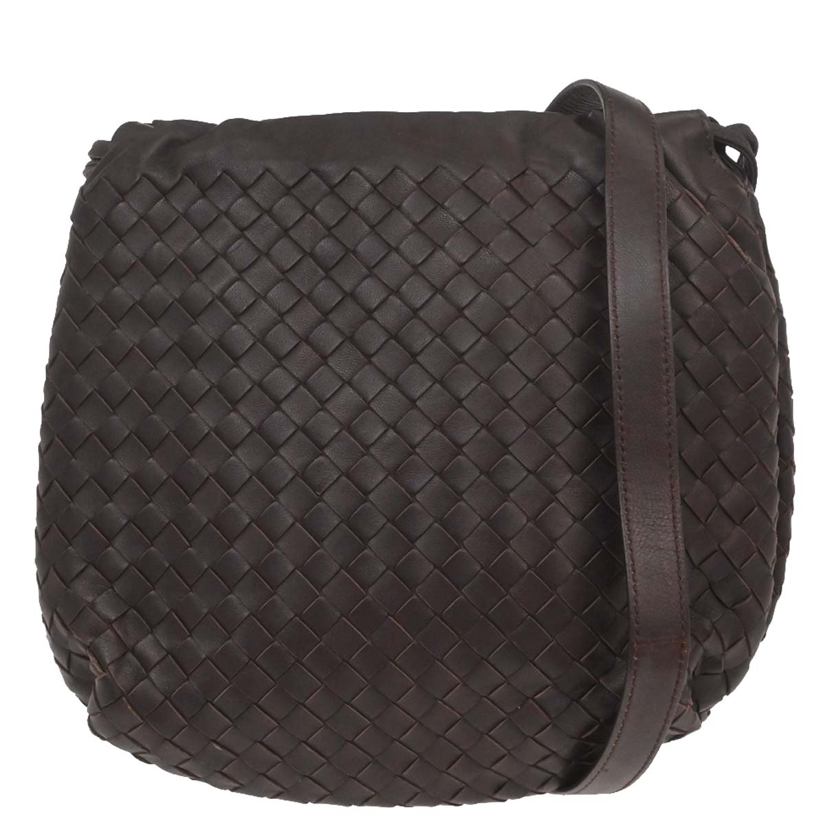 Bottega Veneta Brown Lambskin Intrecciato Shoulder Bag