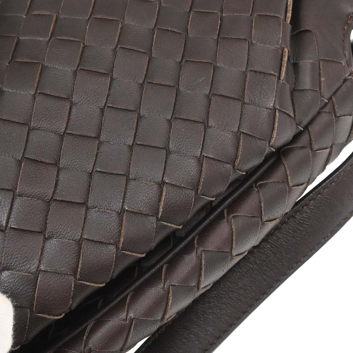Bottega Veneta Brown Lambskin Intrecciato Shoulder Bag