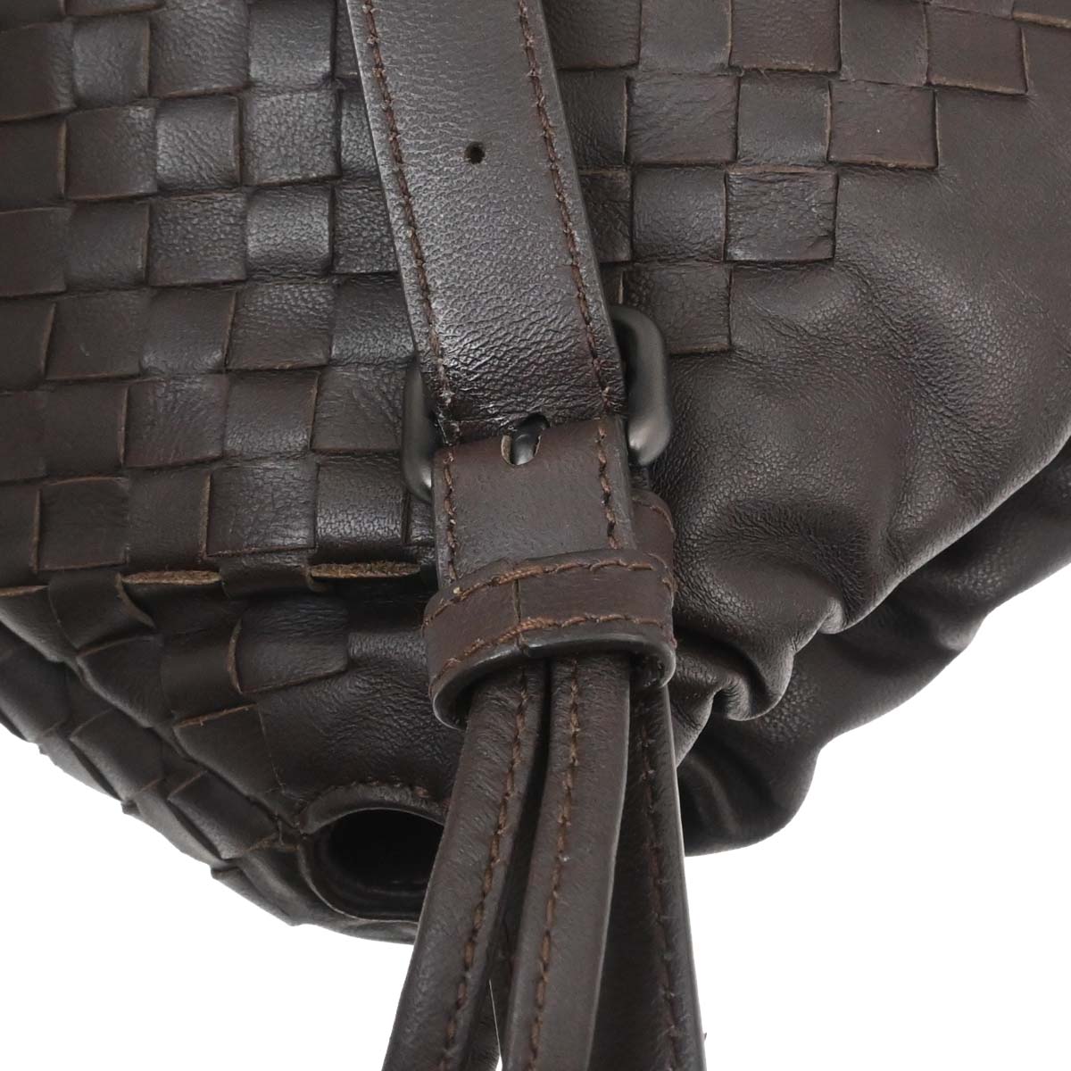 Bottega Veneta Brown Lambskin Intrecciato Shoulder Bag