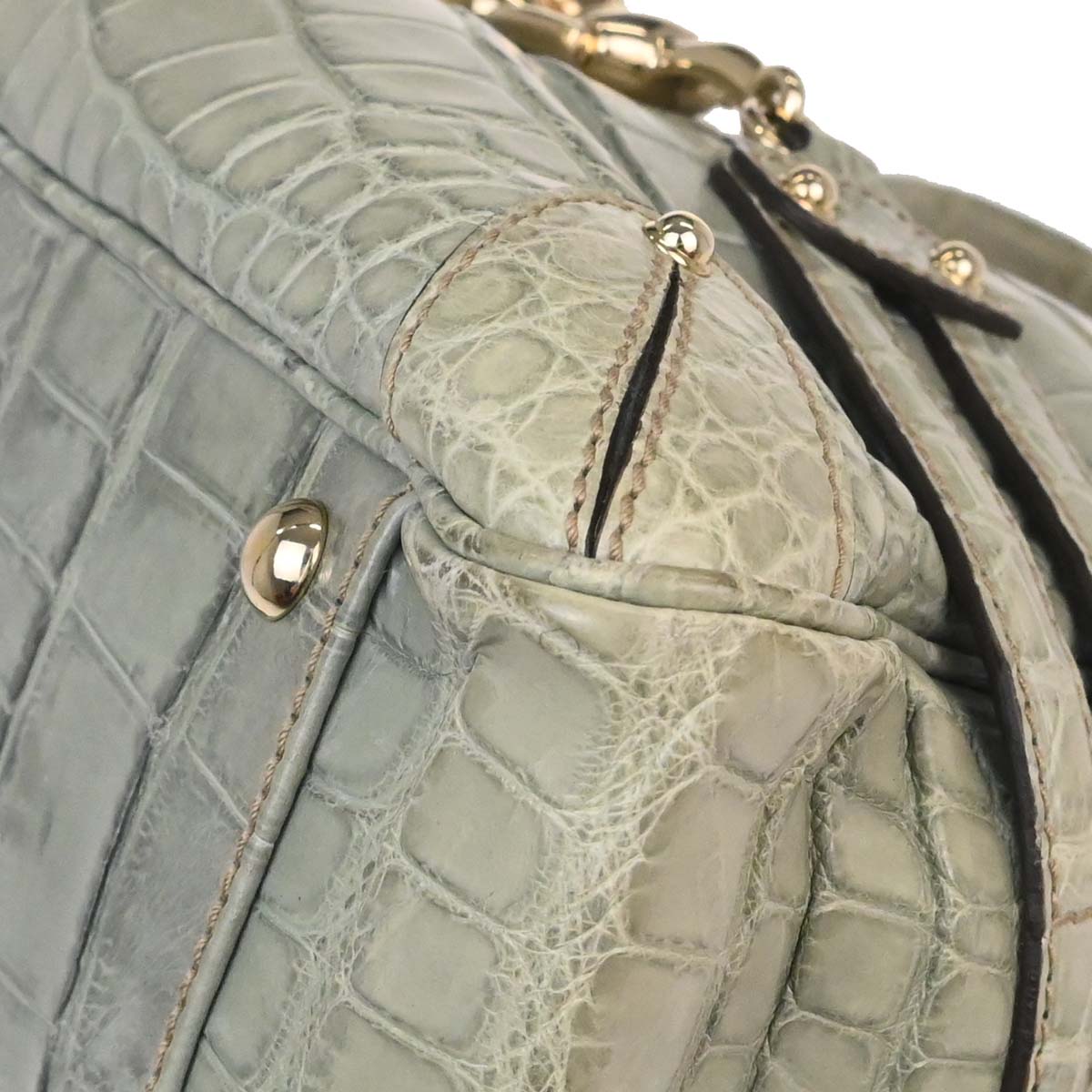 Gucci * Green Crocodile Bamboo Horsebit Handbag