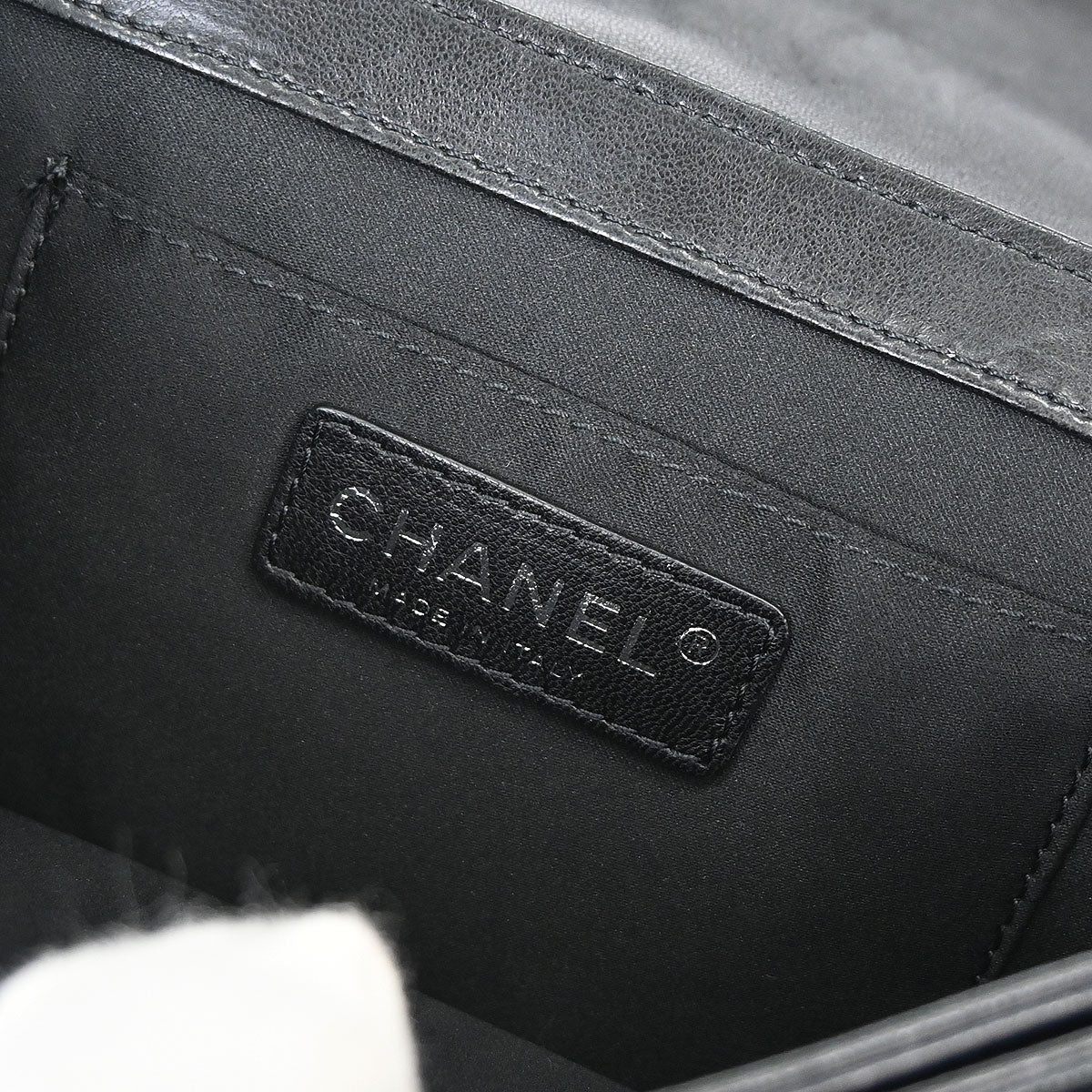 Chanel Black Lambskin Clams Pocket Accordion Flap Shoulder Bag