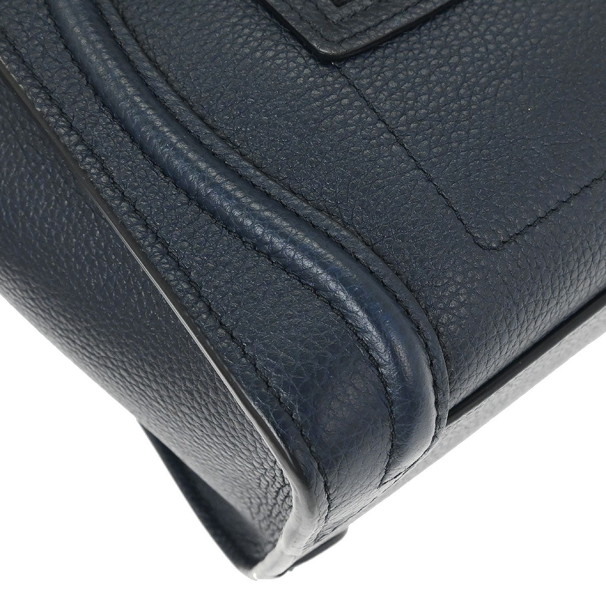 Celine Navy Leather Nano Luggage Shoulder Tote Bag