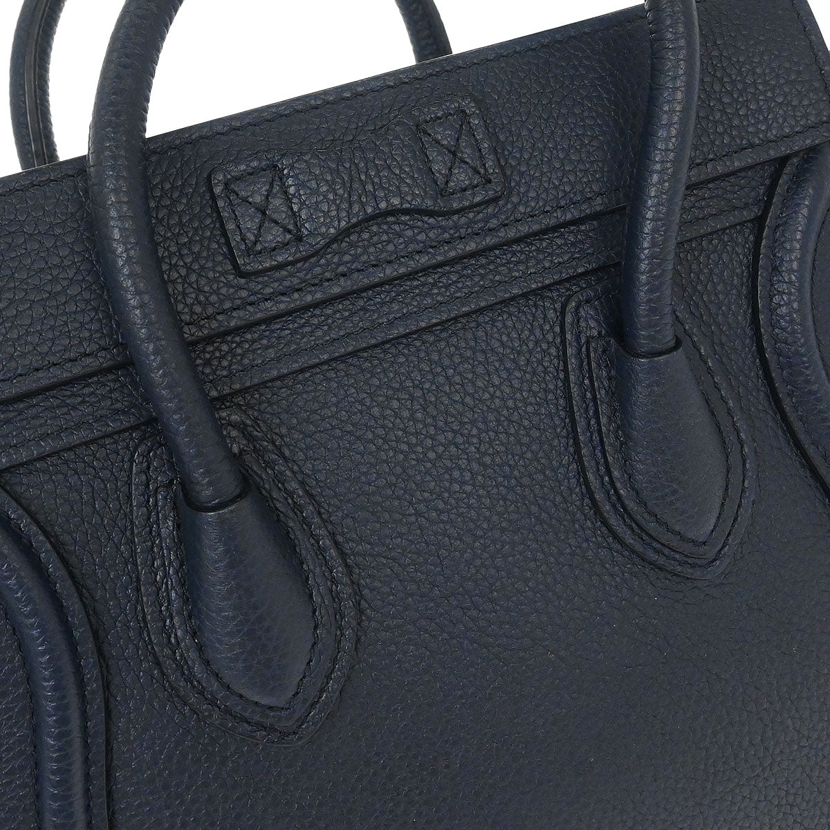 Celine Navy Leather Nano Luggage Shoulder Tote Bag