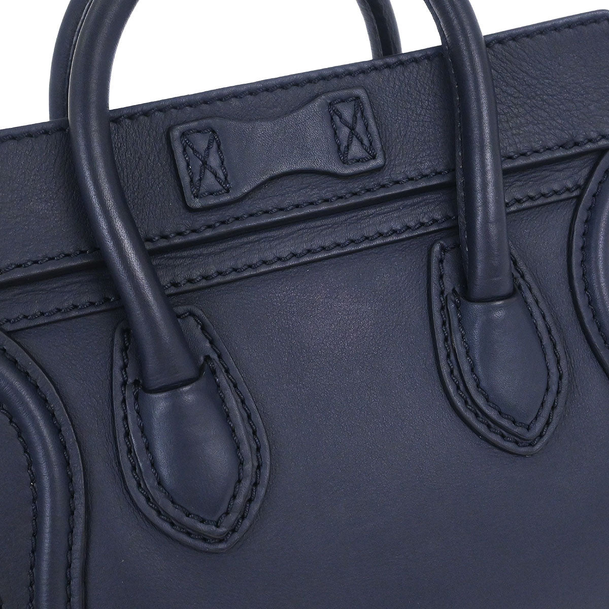 Celine Navy Leather Nano Luggage 2way Shoulder Tote Bag