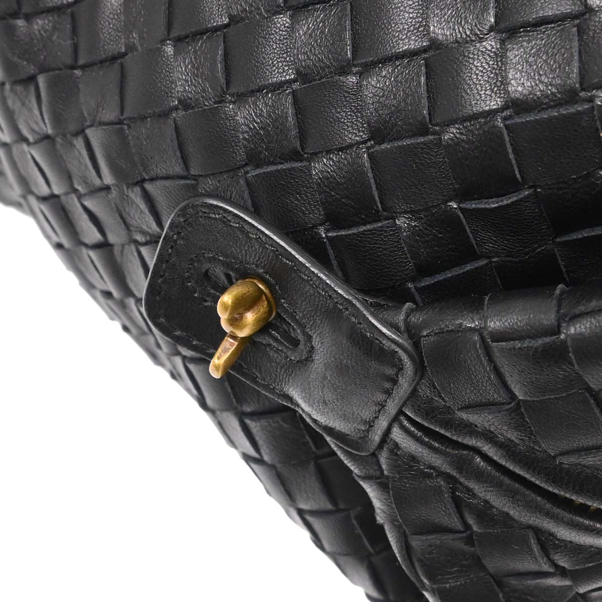 Bottega Veneta Black Lambskin Intrecciato Handbag