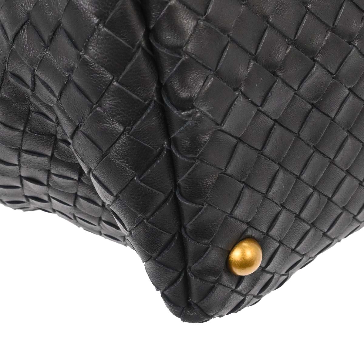 Bottega Veneta Black Lambskin Intrecciato Handbag