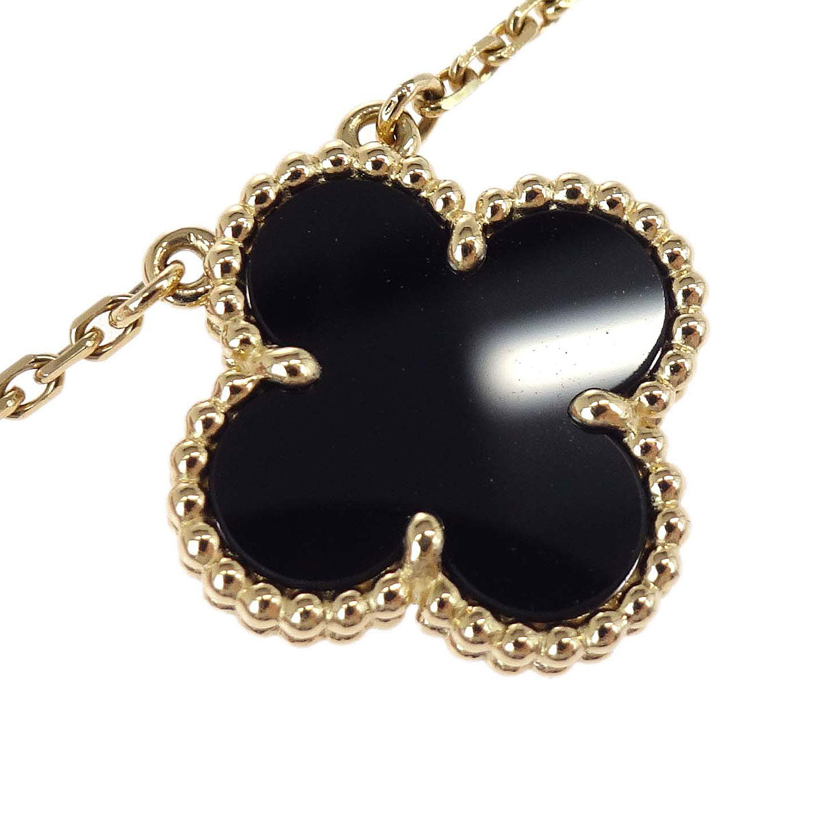 Van Cleef & Arpels Vintage Alhambra Necklace Onyx Au750 Jewelry