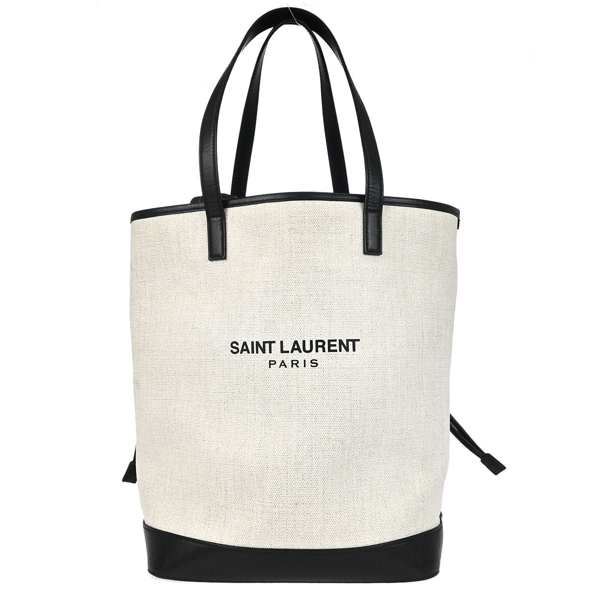 美品！SAINT LAURENT TEDDY TOTE BAG Saint Laurent White Calfskin Teddy Drawstring Tote Handbag