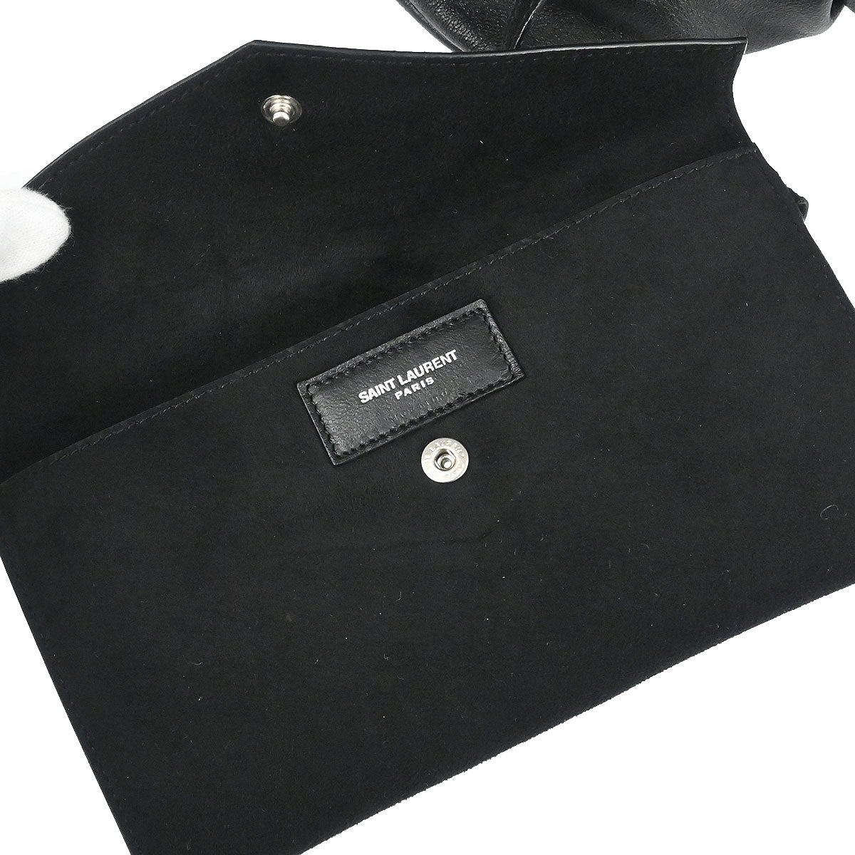 Saint Laurent White Calfskin Teddy Drawstring Tote Handbag