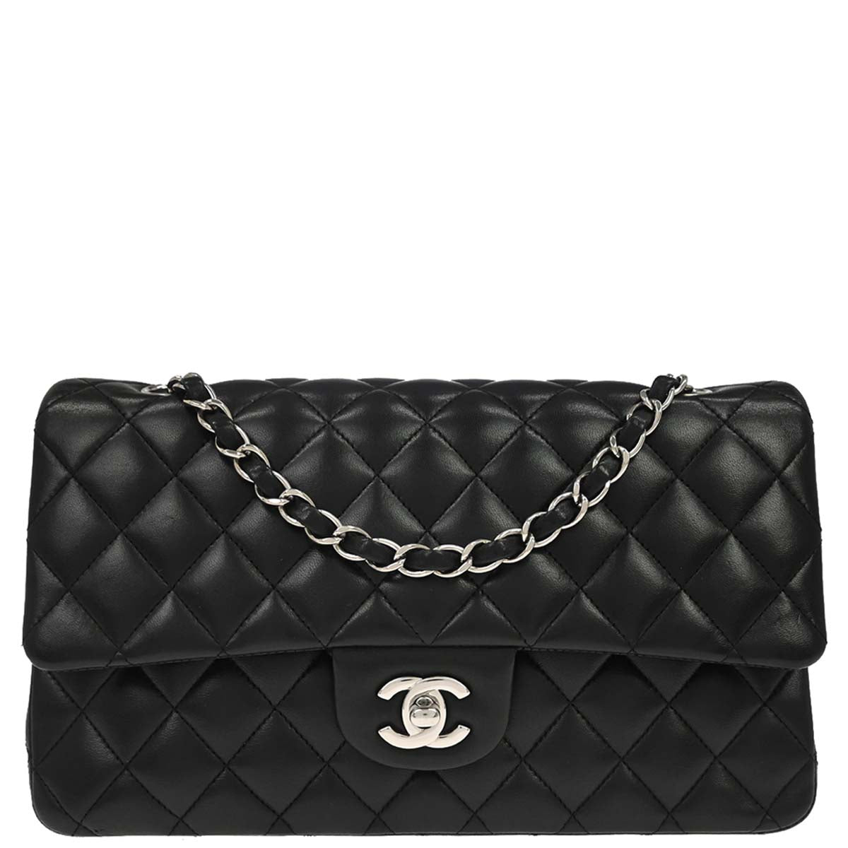 Chanel 2012 Black Lambskin Medium Classic Double Flap Shoulder Bag