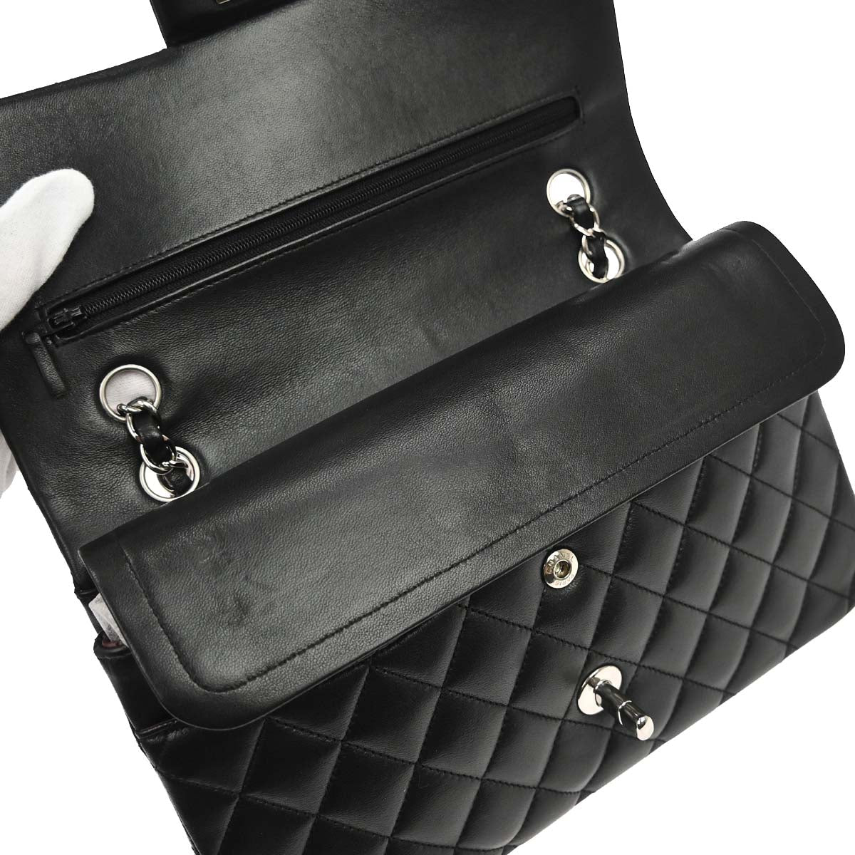 Chanel 2012 Black Lambskin Medium Classic Double Flap Shoulder Bag