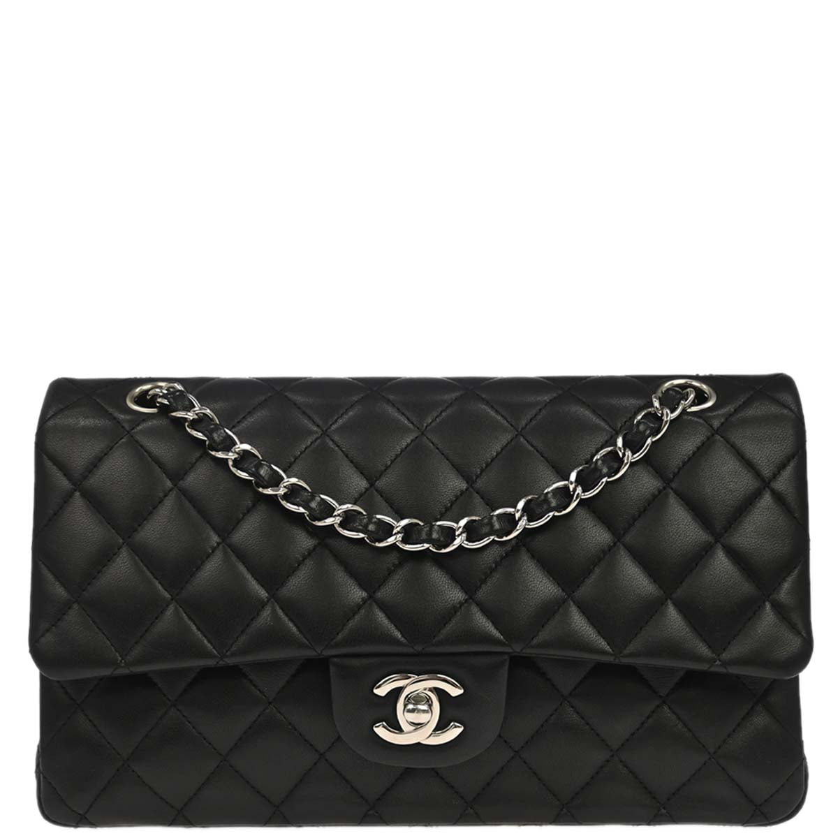 Chanel 2011 Black Lambskin Medium Classic Double Flap Shoulder Bag