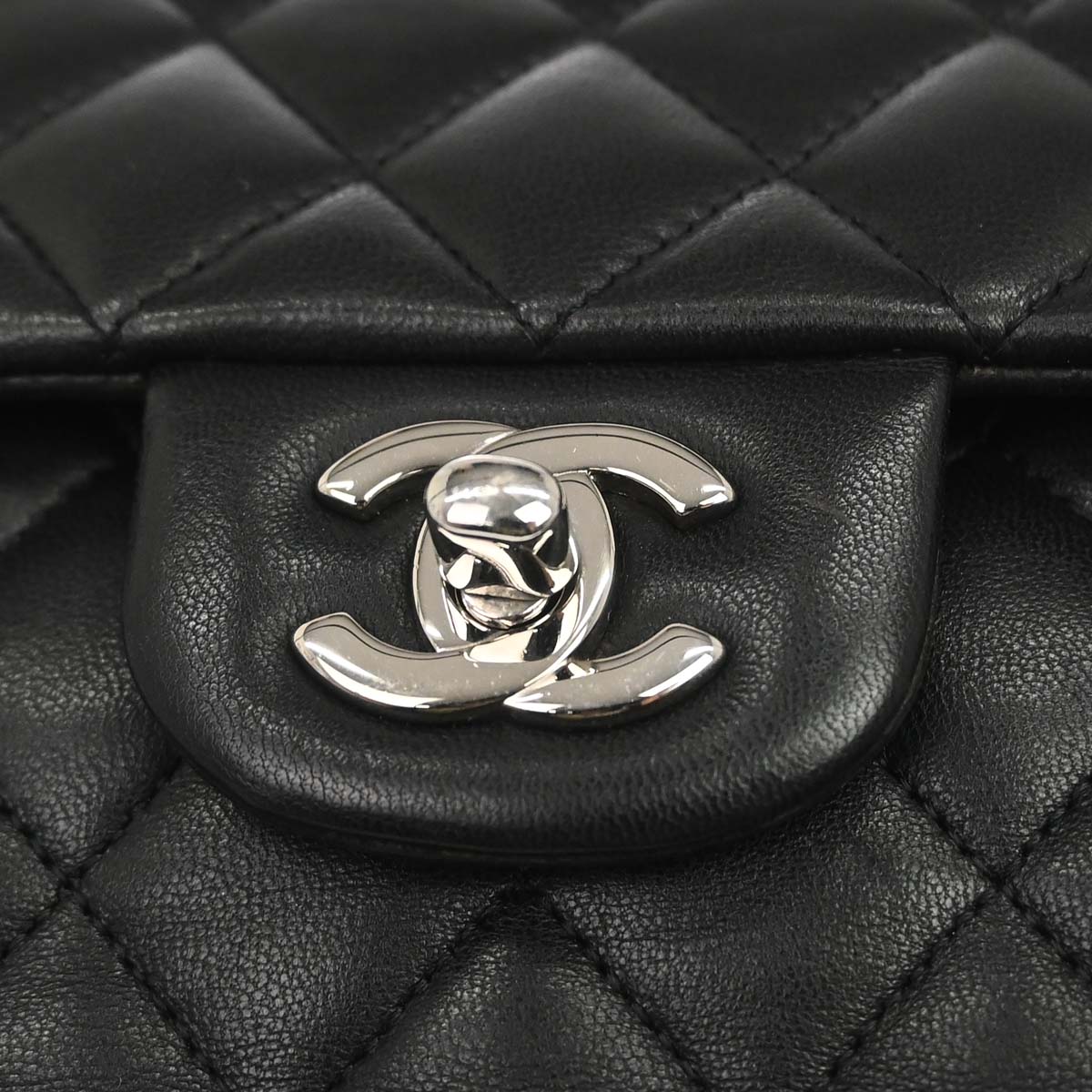 Chanel 2011 Black Lambskin Medium Classic Double Flap Shoulder Bag