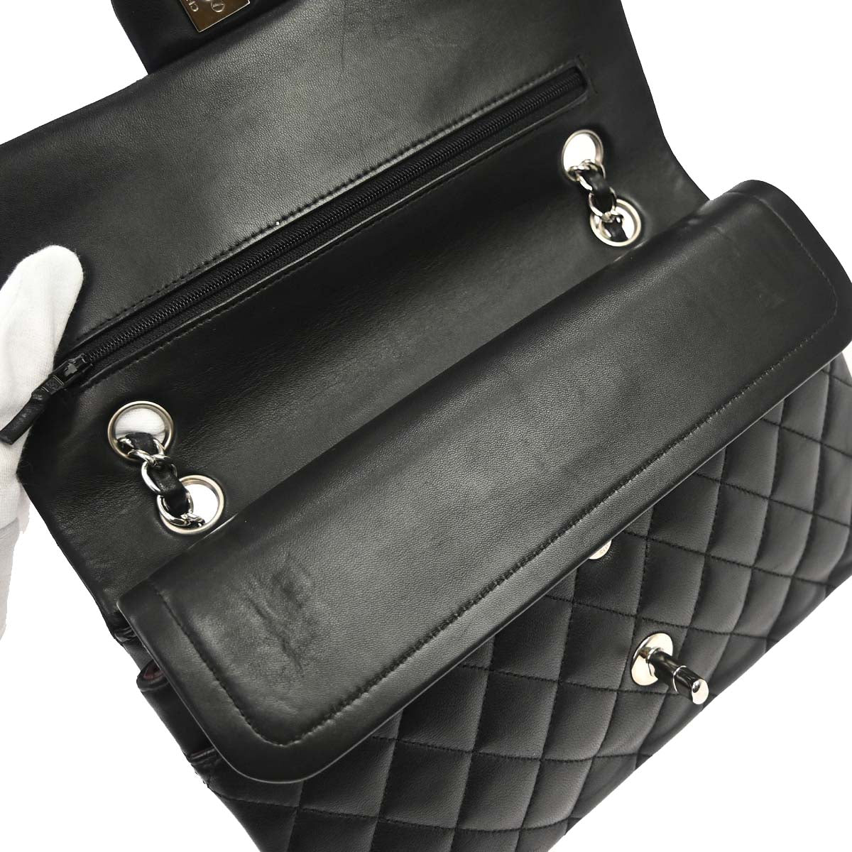 Chanel 2011 Black Lambskin Medium Classic Double Flap Shoulder Bag