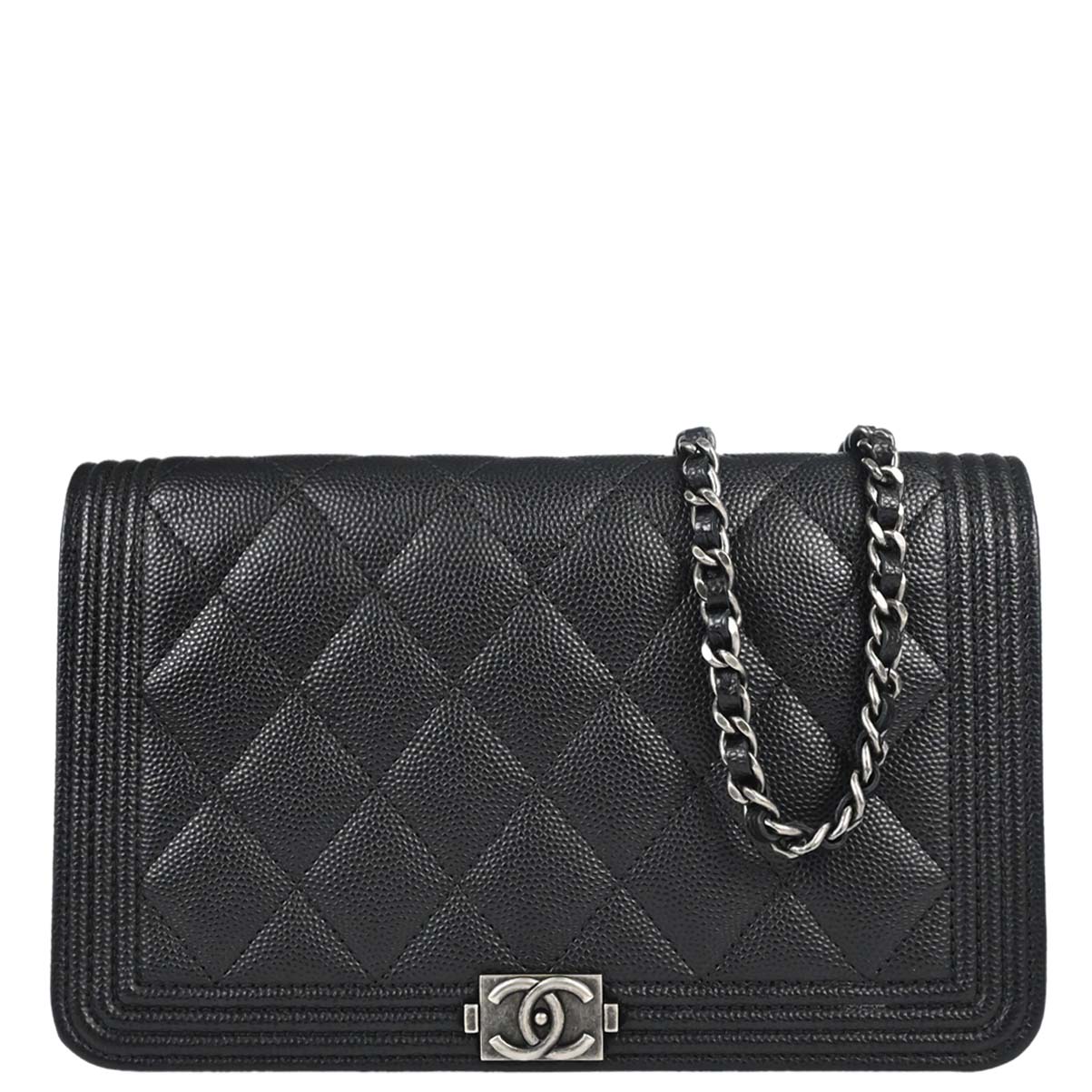 Boy Chanel 2018 Black Caviar Skin Chain WOC Shoulder Bag