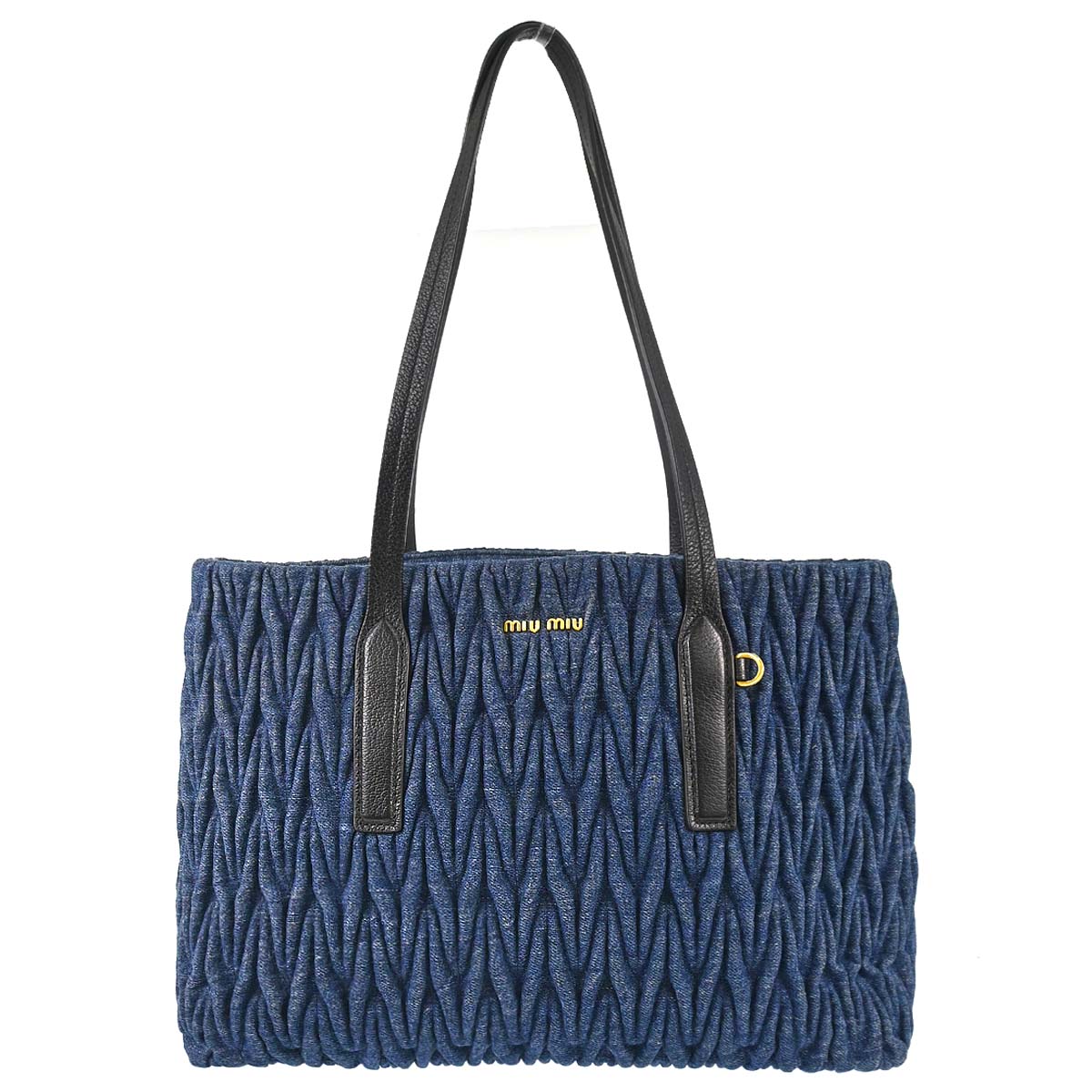 Miu Miu Blue Denim Matrasse Tote Handbag