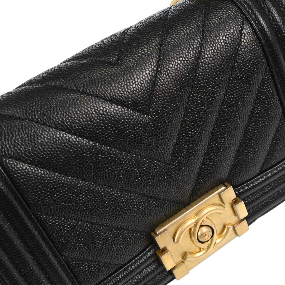 Boy Chanel 2017-2018 Black Caviar Skin Small Chain Shoulder Bag