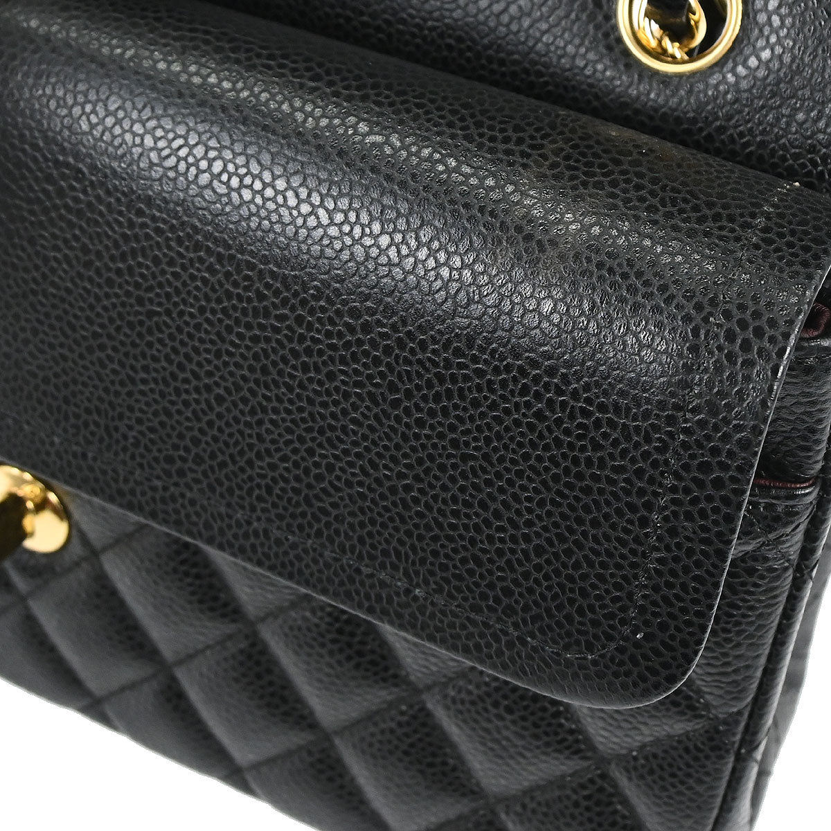 Chanel Black Caviar Skin Medium Classic Double Flap Shoulder Bag