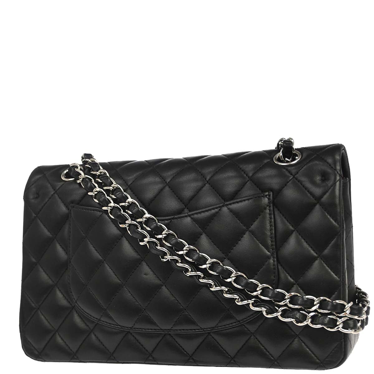 Chanel 2013-2014 Black Lambskin Medium Classic Double Flap Shoulder Bag