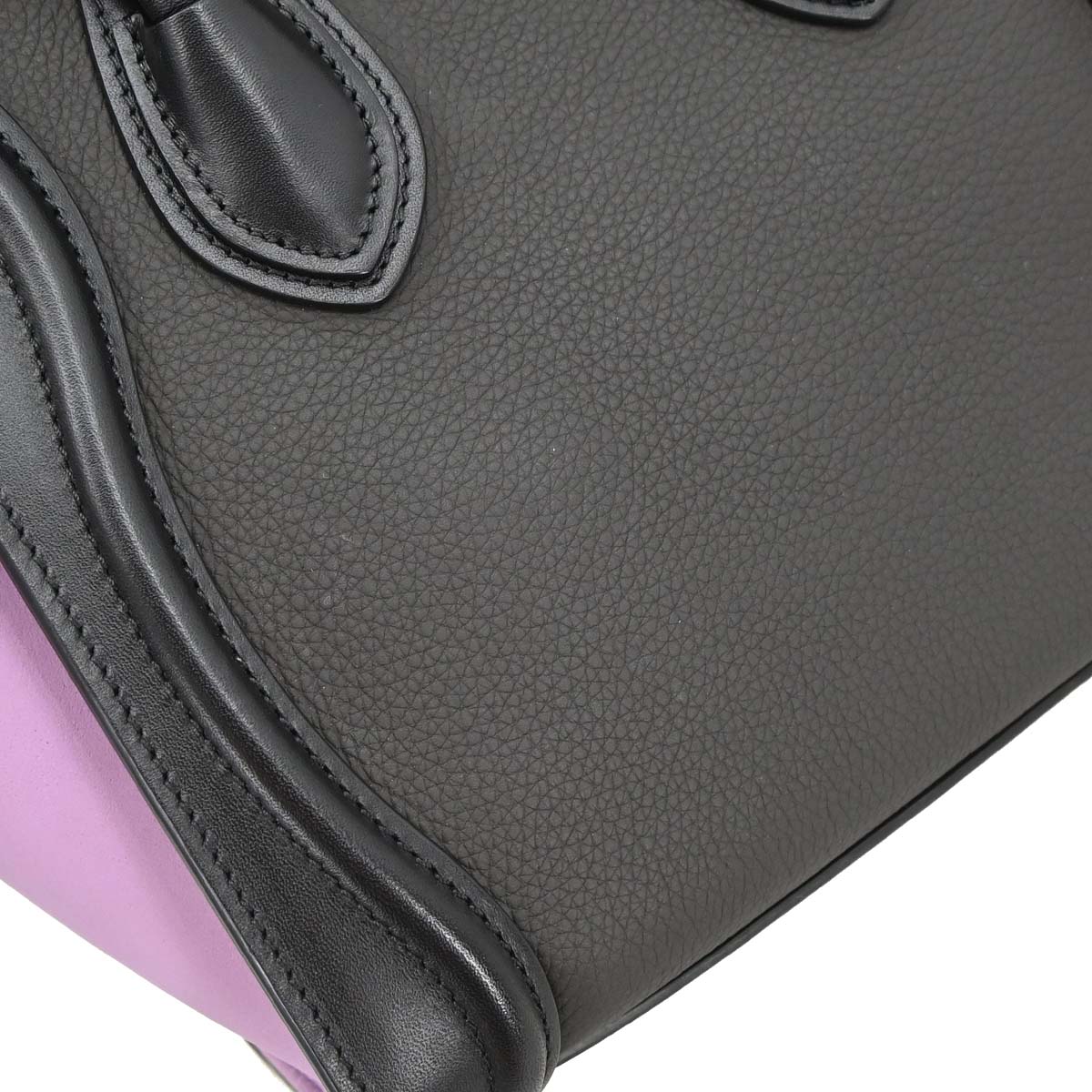 Celine Brown Leather Nano Luggage 2way Shoulder Tote Handbag