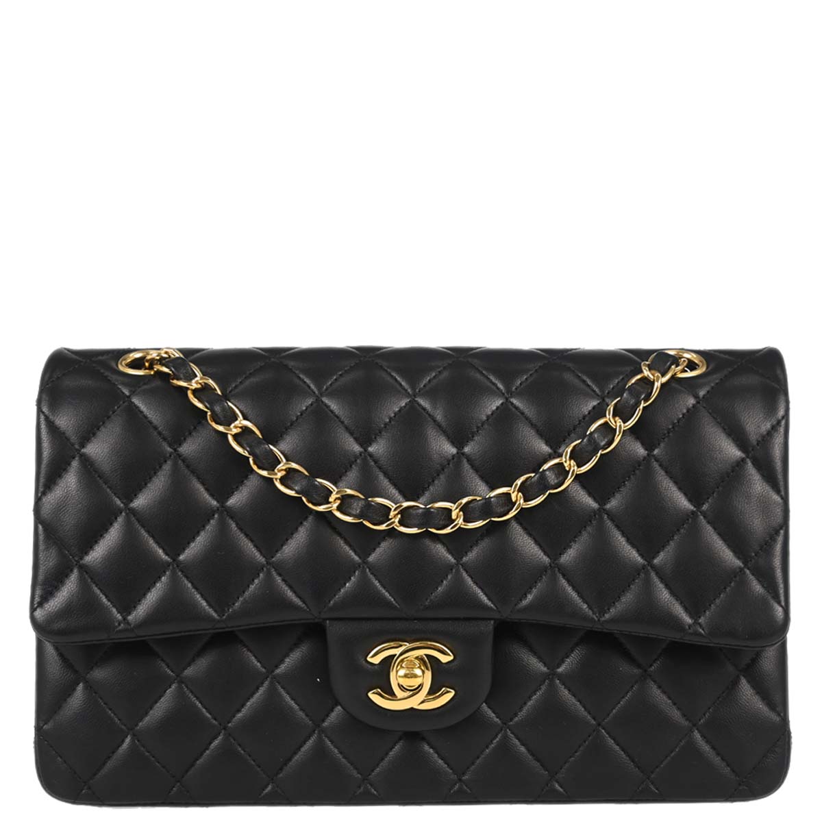 Chanel Black Lambskin Medium Classic Double Flap Shoulder Bag
