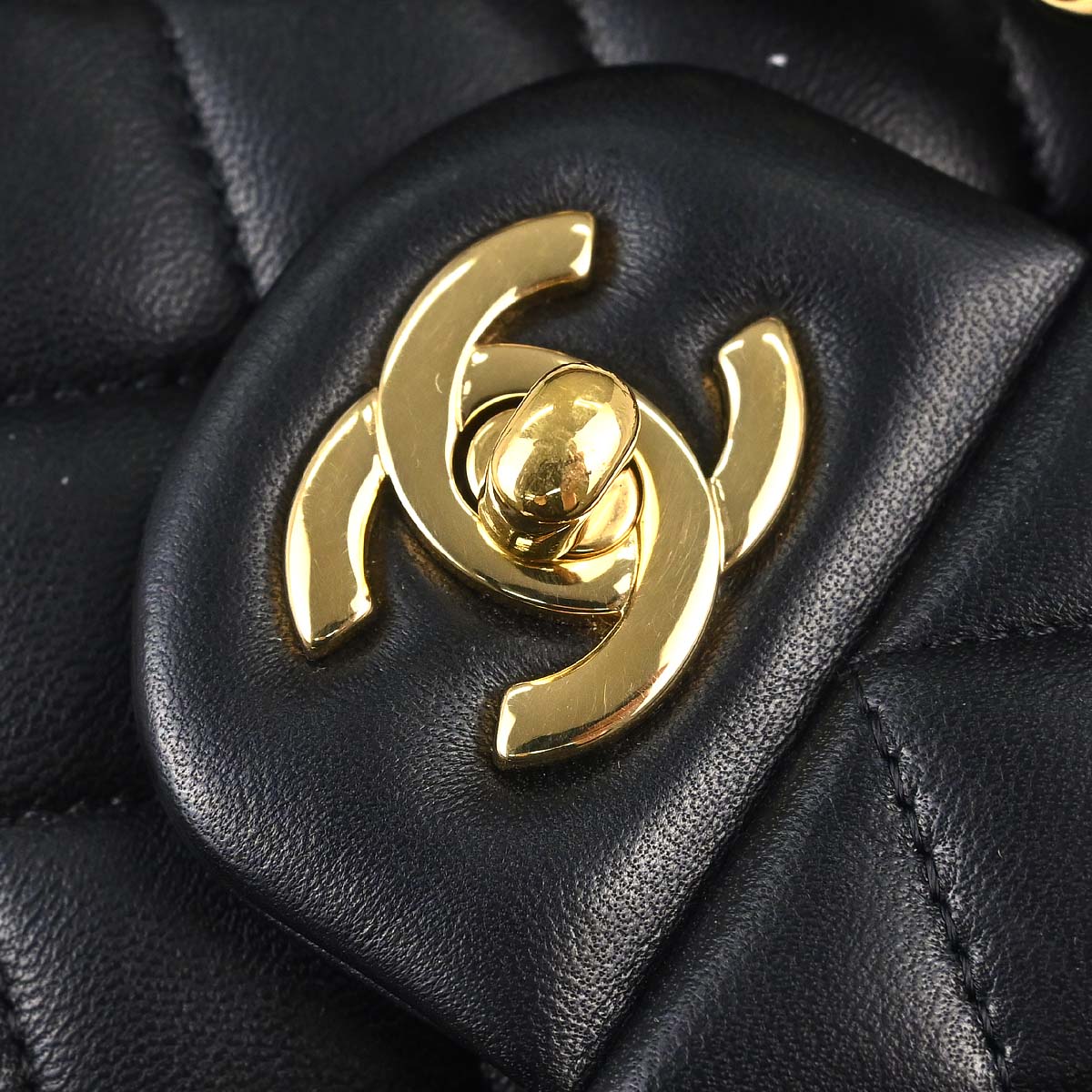 Chanel Black Lambskin Medium Classic Double Flap Shoulder Bag