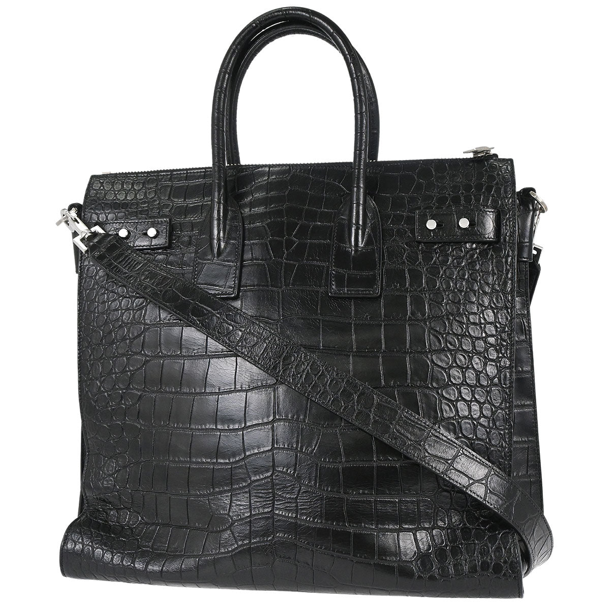 Saint Laurent Black Leather Sac de Jour 2way Shoulder Tote Handbag