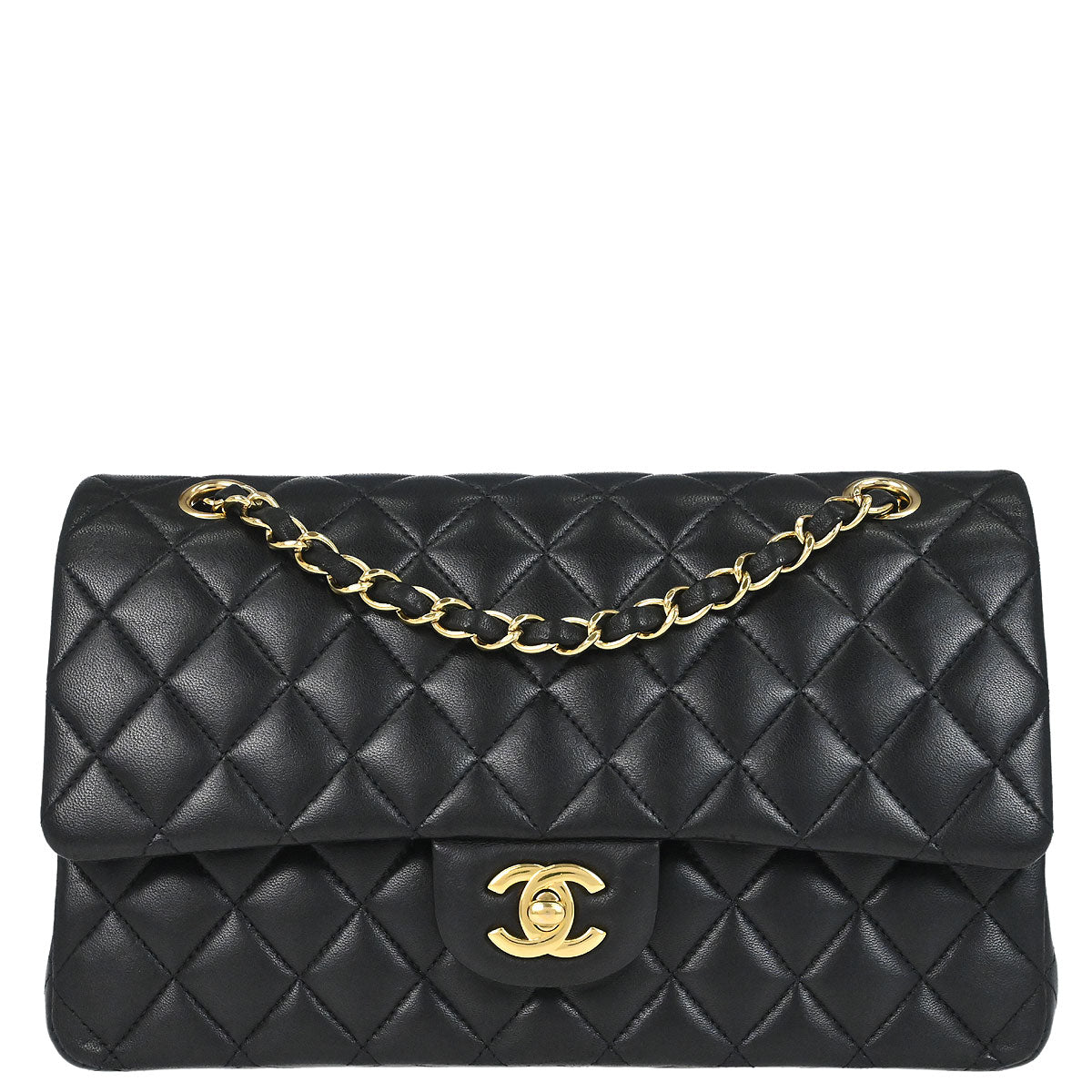 Chanel 2011 Black Lambskin Medium Classic Double Flap Shoulder Bag