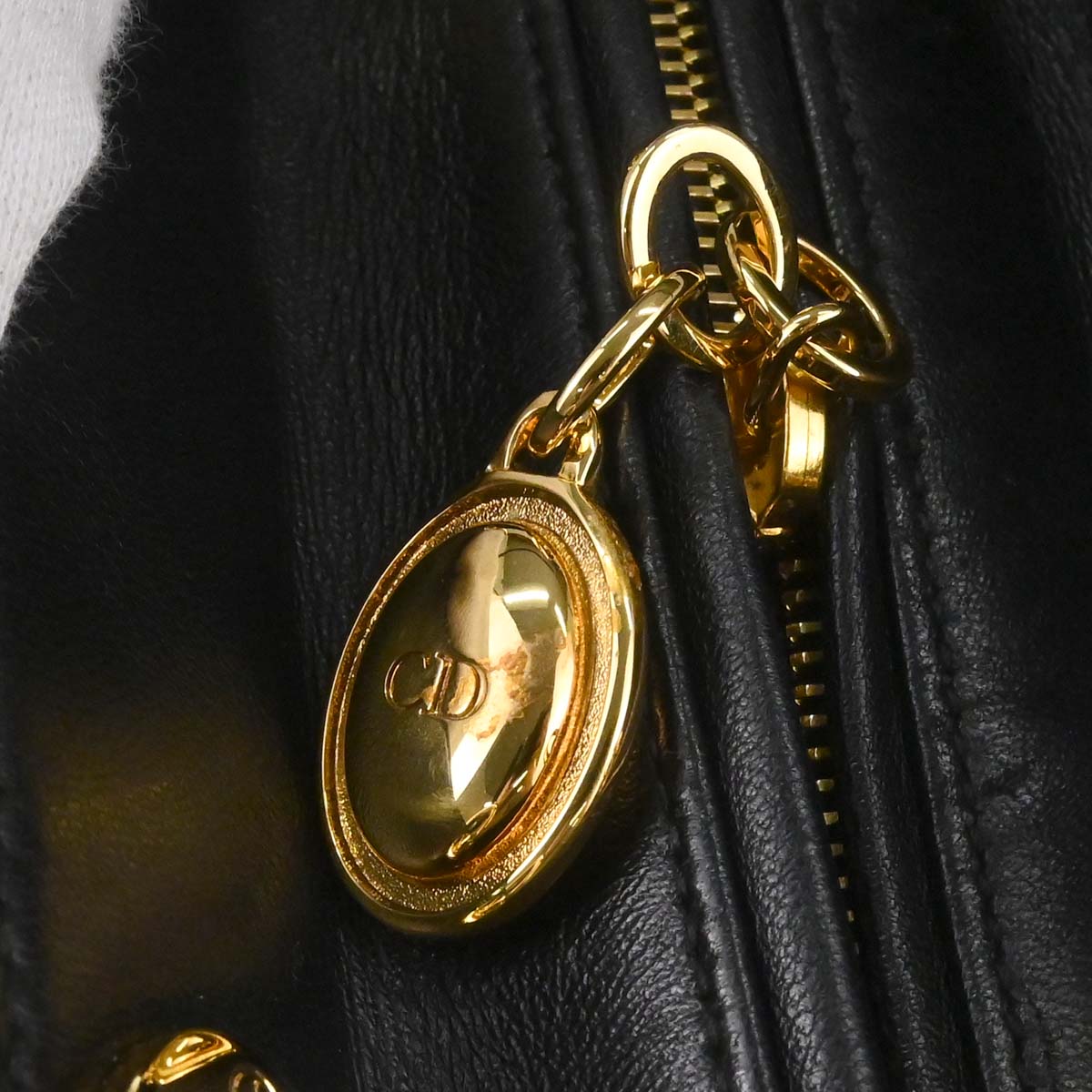 Christian Dior Black Lambskin Lady Dior Cannage 2way Shoulder Handbag