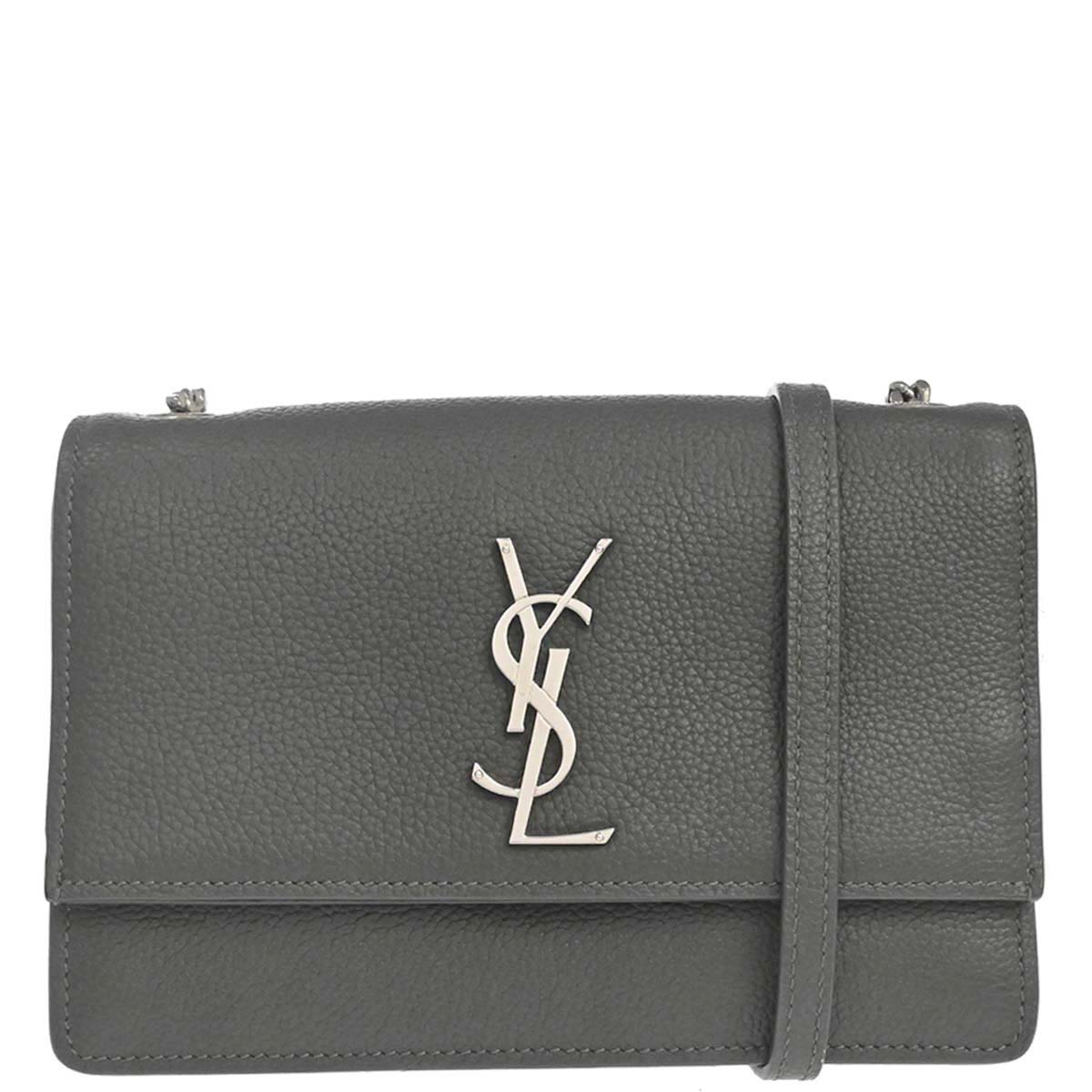 Saint Laurent Gray Leather Sunset Shoulder Bag
