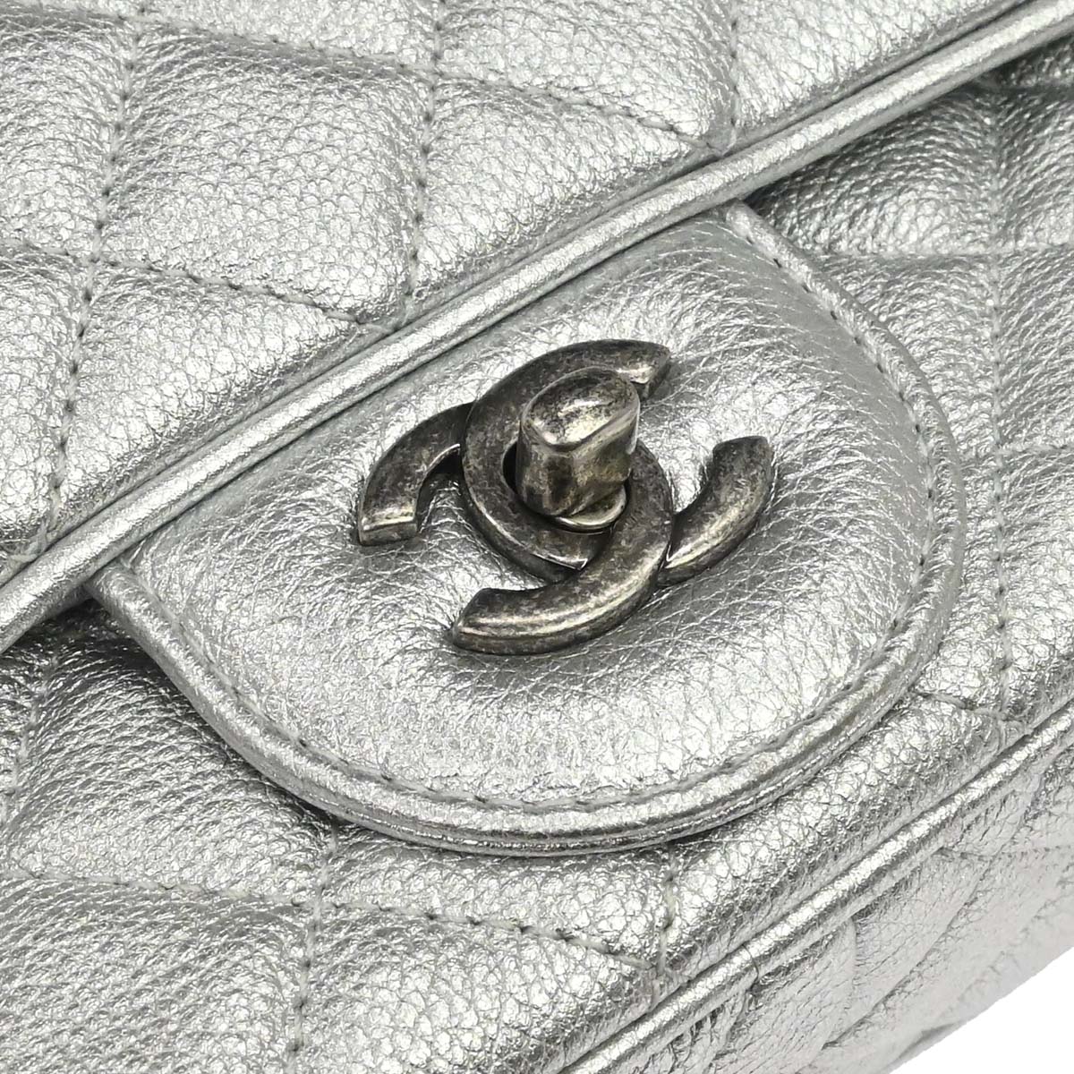 Chanel 2016-2017 Silver Calfskin Casual Rock Shoulder Bag