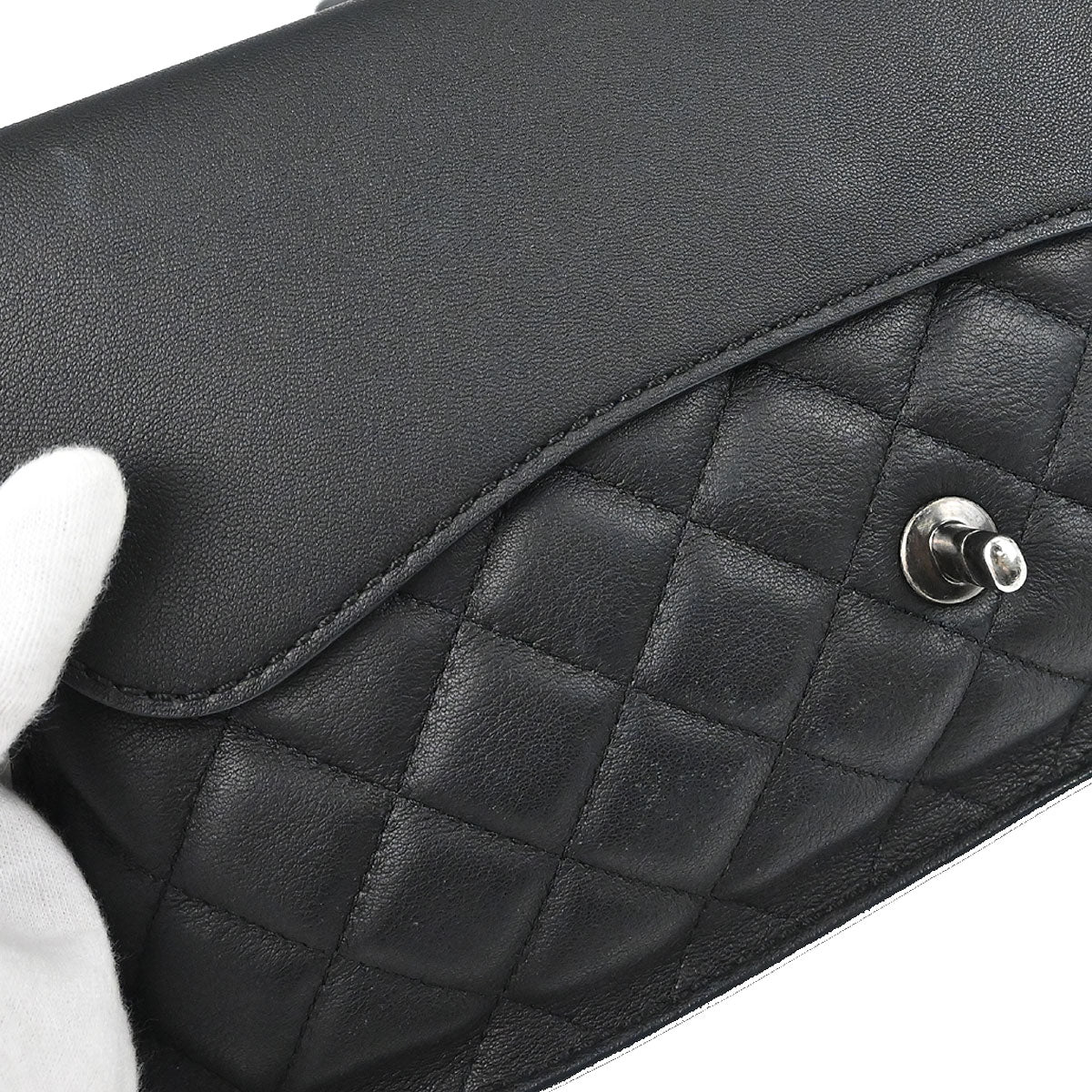 Chanel 2017 Black Calfskin Jumbo Double Flap Shoulder Bag