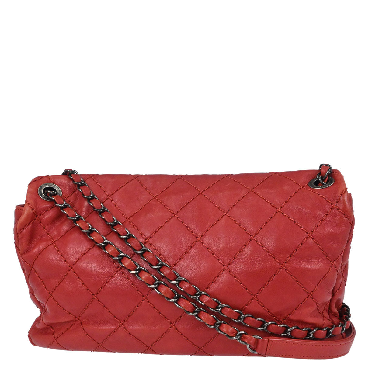 Chanel 2012-2013 Red Calfskin Ultimate Stitch Natural Beauty Split Pocket Flap Bag