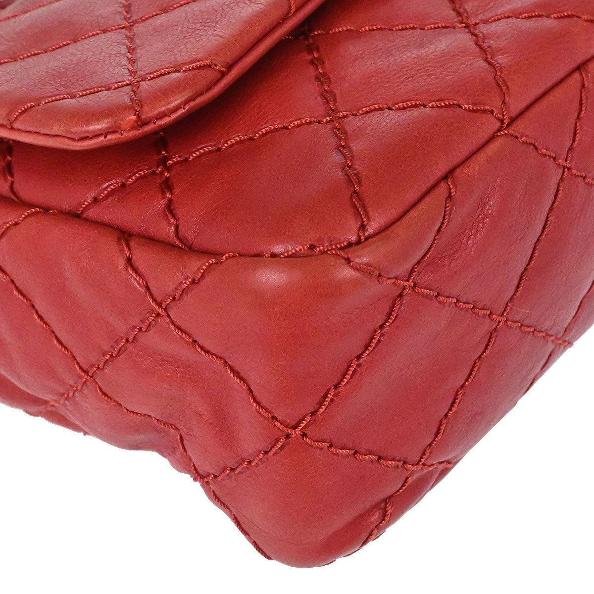 Chanel 2012-2013 Red Calfskin Ultimate Stitch Natural Beauty Split Pocket Flap Bag
