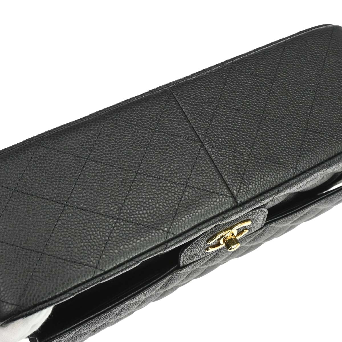 Chanel Black Caviar Skin Jumbo Classic Double Flap Shoulder Bag