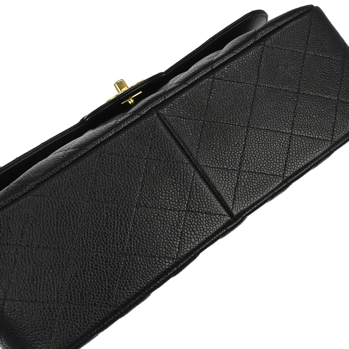 Chanel 2017-2018 Black Caviar Skin Jumbo Classic Double Flap Shoulder Bag