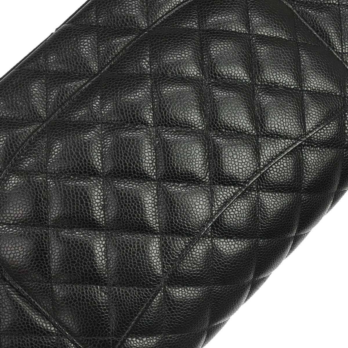 Chanel 2017-2018 Black Caviar Skin Jumbo Classic Double Flap Shoulder Bag