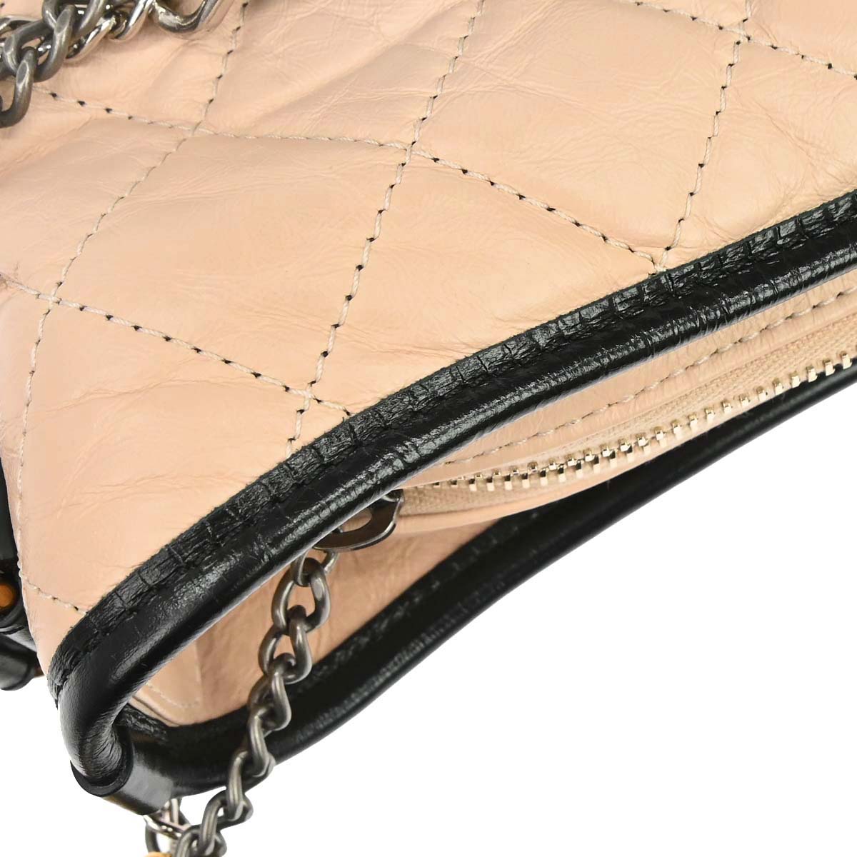 Chanel Beige Black Calfskin Medium Gabrielle Shoulder Bag