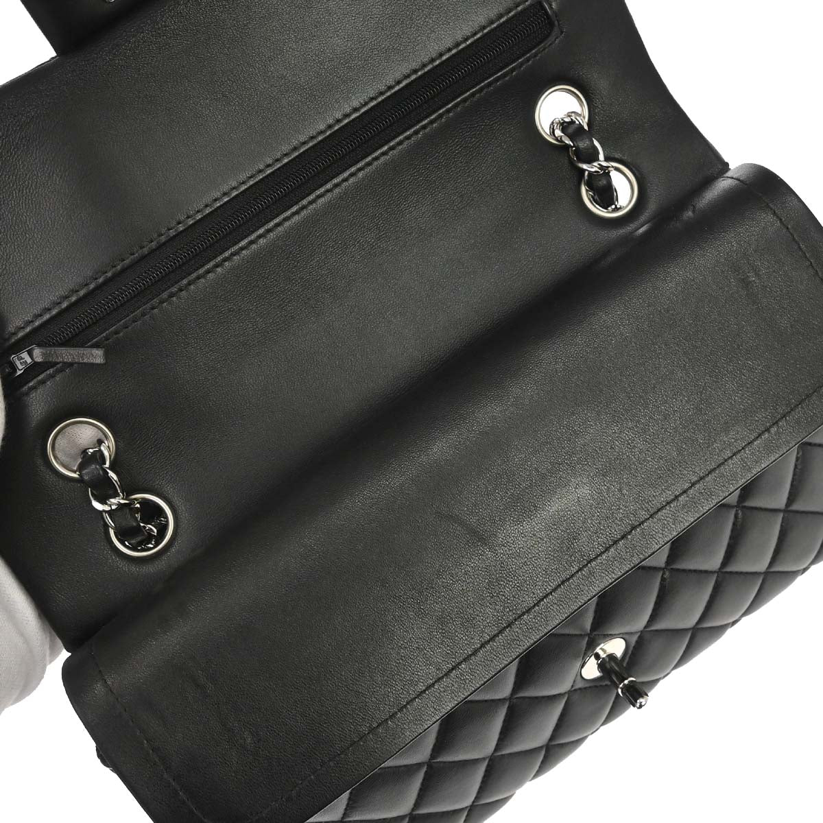Chanel 2017-2018 Black Lambskin Medium Classic Double Flap Shoulder Bag