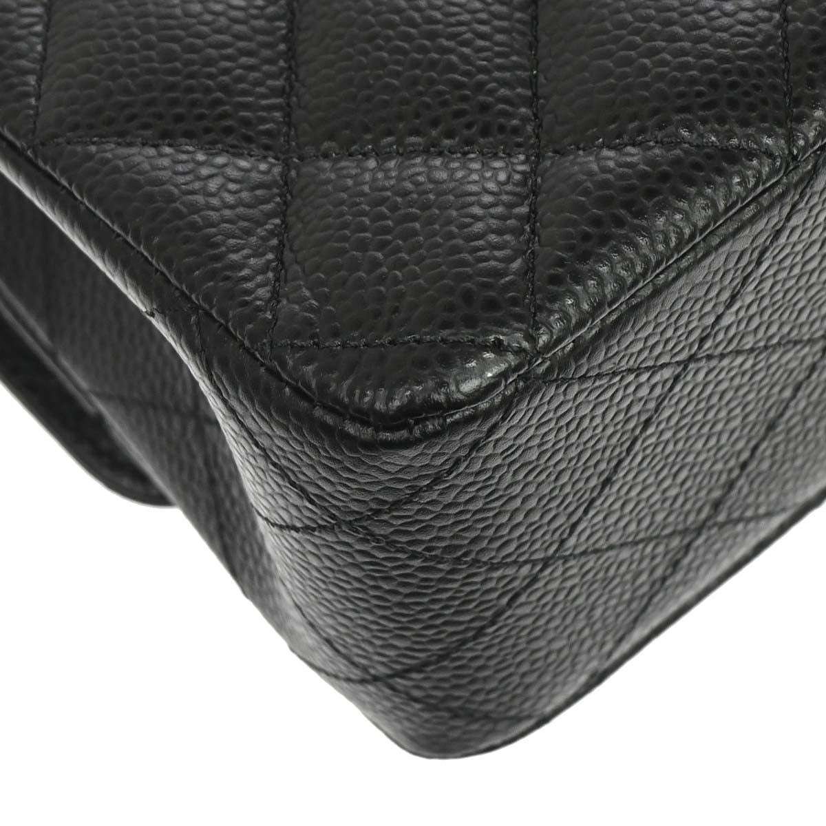Chanel 2019 Black Caviar Skin Medium Classic Double Flap Shoulder Bag
