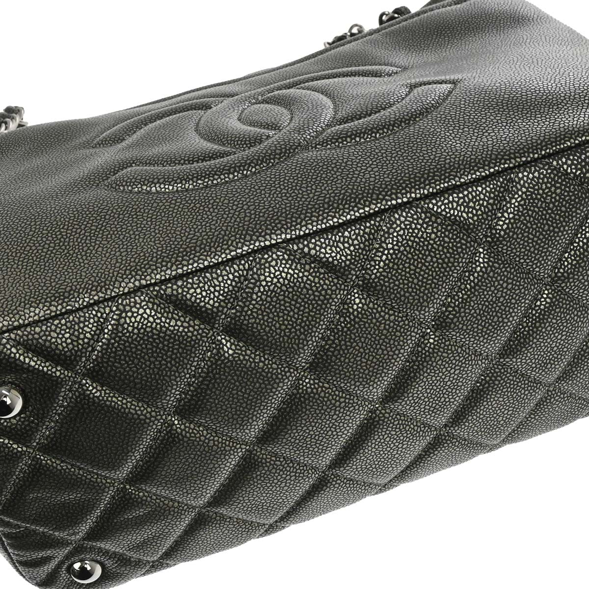 Chanel 2010-2011 Metallic Silver Caviar Skin Tote Handbag